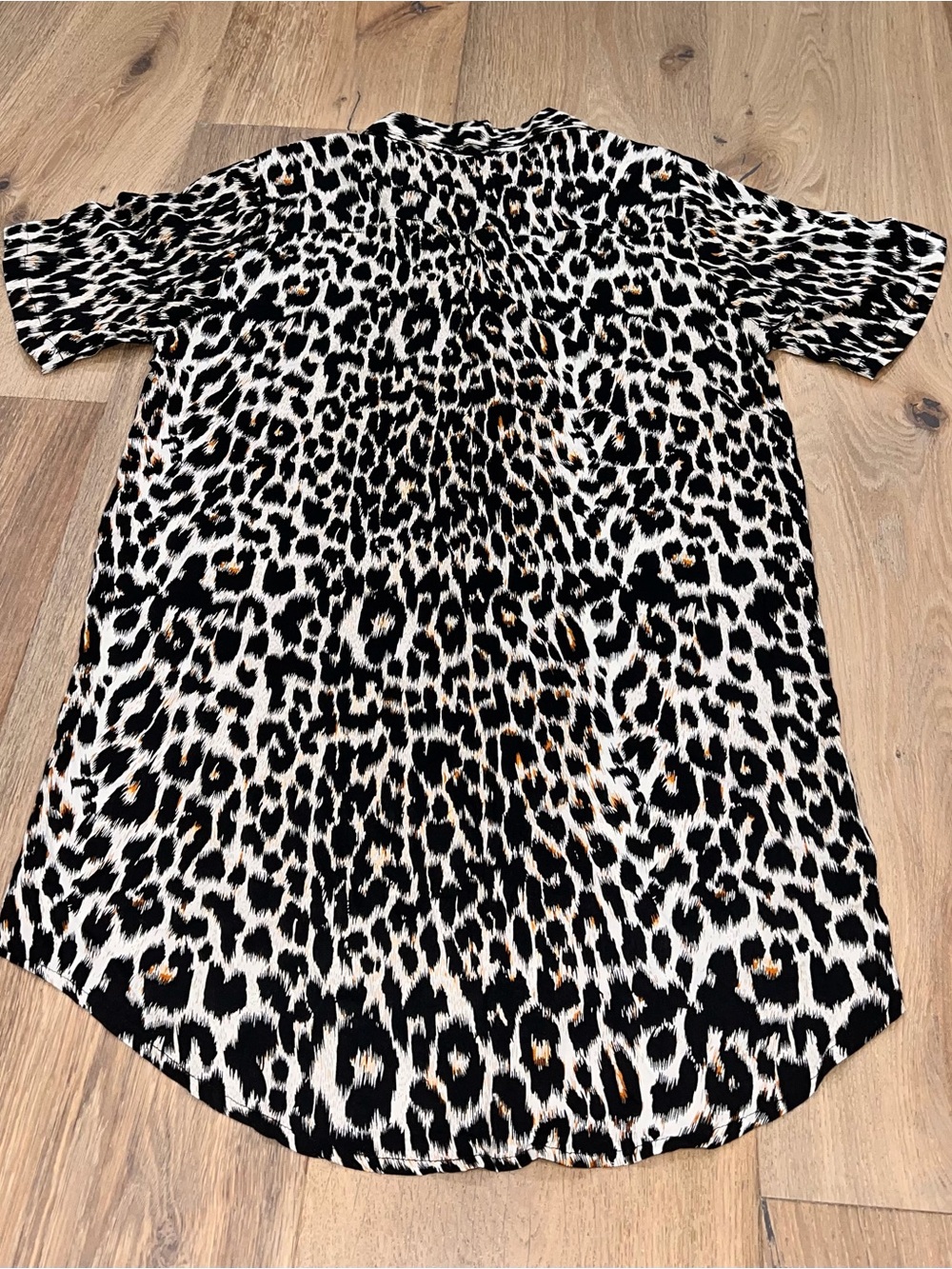 Leopard Print Mini Dress in Black & Cream
